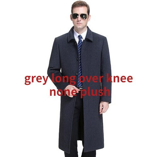 QueenLine Cashmere Natural Long Over Knee Jackets Loose Casual Woolen Coat