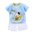 thumbnail image 2 of Chemises pour Filles, Ensembles de Mode pour Filles, Hauts à Manches Courtes Décontractés, Col Rond, Boutons, Shorts Imprimés, 2 of 3