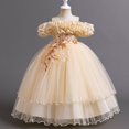 thumbnail image 2 of Ashirexll Robe de Performance Sans Manches pour Filles Jupe Tutu en Maille Col Rond Robe Trapèze Formelle pour Hôte Fête Tenue de Danse Âge 3-14 Ans Beige 5 Ans, 2 of 3