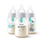 Philips Avent Anti-colic Bouteille pour bébé avec AirFree Évent avec conception de baleine, 3x9oz Bouteilles, SCY703/77