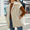 thumbnail image 4 of Women’s Fleece Vest Sleeveless Notched Lapel Double Breasted Jacket, 4 of 9