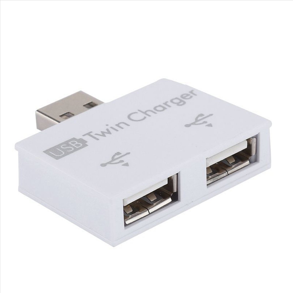 4X Portable Mini USB Hub to 2 Port Charger Hub Adapter USB Splitter Dual USB Charging Extender for Phone Computer White
