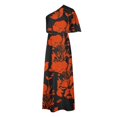 thumbnail image 4 of TMOYZQ 50 % de Rabais Été! Robe Longue Maxi à une Épaule pour Femmes, Ourlet Fendu, Imprimé Floral, Manches Courtes Évasées, Coupe Ample Froncée, Robe de Cocktail, Robe de Soirée, Robes d'Invitée de Mariage, 4 of 5