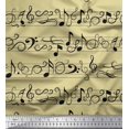 thumbnail image 1 of Soimoi Tissu Rayonne Beige Notes Instrument de Musique Imprimé Tissu de Couture Yard 42 Pouces de Large, 1 of 1