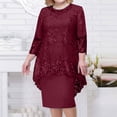 thumbnail image 2 of Womens Plus Size Evening Dress Lace Embroidery Two Piece Set Temperament Fit Dress, 2 of 5
