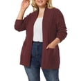 thumbnail image 1 of GRACE & GRANDEUR Women's Plus Size Open Front Long Sleeves Sweater Mid Length Cardigan 2X Burgundy, 1 of 7