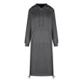 thumbnail image 5 of Women's Casual Loose Solid Color Drawstring Hoodie Fall Warm Fleece Sweatshirt Maxi Dress With Pocket, 5 of 5