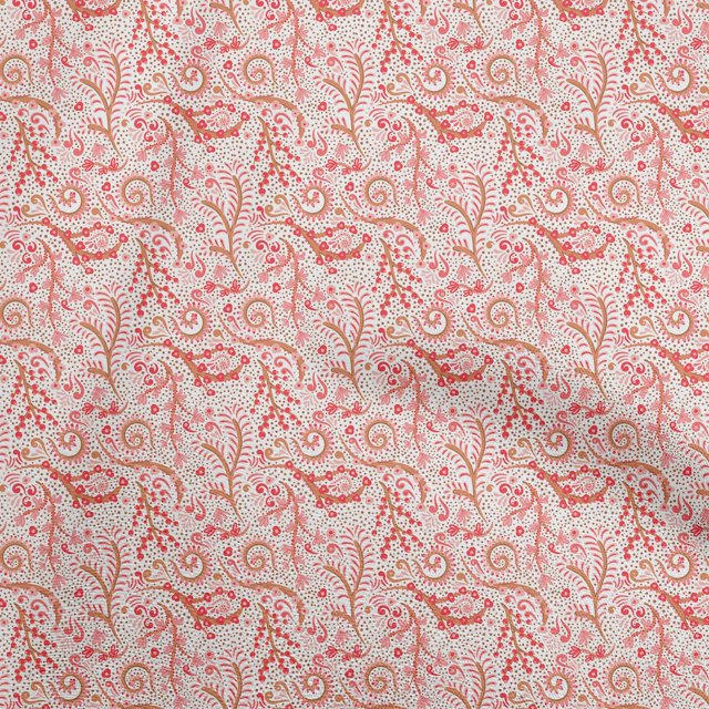 oneOone Cotton Cambric Red Fabric Floral Sewing Craft Projects Fabric Prints By Yard 56 Inch Wide