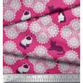 thumbnail image 3 of Soimoi Rayon Crepe Fabric Floral & Cat Animal Printed Fabric 1 Yard 46 Inch Wide, 3 of 3