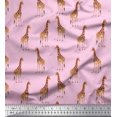 thumbnail image 1 of Soimoi Pink Poly Georgette Fabric Dot & Giraffe Animal Decor Fabric Printed BTY 52 Inch Wide, 1 of 3