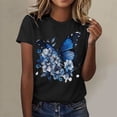 thumbnail image 2 of Hauts d'Été pour Femmes T-Shirt Imprimé à Col Rond Manches Courtes Sport Décontracté Surdimensionné pour Femmes Noir L, 2 of 4