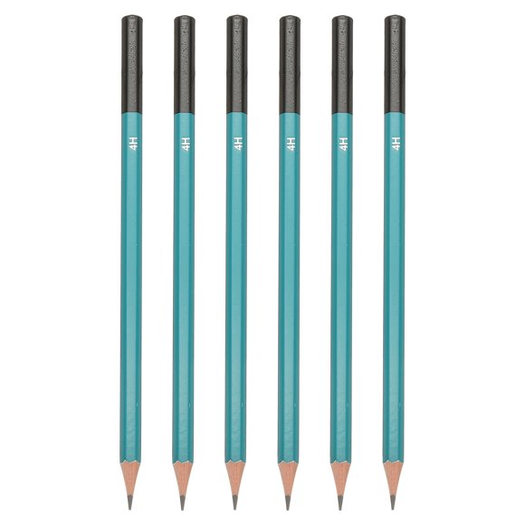 Uxcell 4H Drawing Pencils for Sketching, 6PCS Sketch Pencils for Drawing Art Pencils Graphite Wood Pre-sharpened for Drawing Sketching Artist, Hexagonal, Black Refill, Green/Black Pole