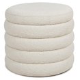 thumbnail image 1 of Fuji 22" Upholstered Boucle Round Storage Ottoman Ivory White, 1 of 9