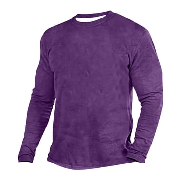 Cameland Long Sleeve Tee Shirts for Men Men's Slim Fit Round Neck Solid Long-sleeved Plus Size T-shirt Top