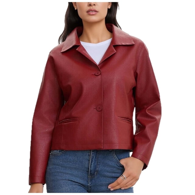 Veste en Cuir Femme Coupe Ajustée/veste Femme Hiver Décontractée, Fête