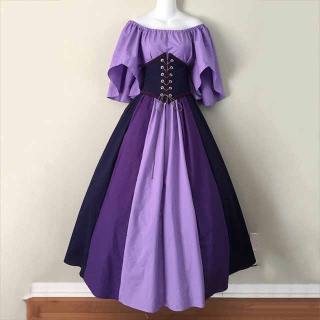 EGNMCR Robes d'Été Femmes Tendance Mode Nouvelles Femmes Vintage Gothique Patchwork Dentelle Robe à Encolure