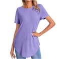 thumbnail image 1 of cfhntfmh Women's Ribbed Tops Short Sleeve Casual Basic Summer Tees Solid Crew Neck Curvy Hem T Shirt, 1 of 7