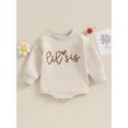 thumbnail image 2 of Faithtur Sister Matching Romper Outfits Letter Print Long Sleeve Round Neck Sweatshirt Toddler Fall Clothes, 2 of 9