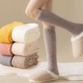 thumbnail image 4 of FhsagQ Socks Men Socks Plus Winter Stocking Stocking Lady Stocking Striped Candy Coloured Coral Stocking with Thick Warm Floor Men Socks Socks Socks for Men Socks Cosplay Beige One Size, 4 of 9