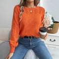 thumbnail image 4 of Pisexur Chandails pour Femmes Chandail Doux et Confortable, Chandail à Manches Longues à Col Rond Uni pour Femmes Orange, P, 4 of 8