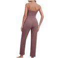 thumbnail image 3 of XZNGL Womens Home Wear Casual Solid Color Knitted Suspender Top, Pants, Robe, Pajamas, Three Piece Set, 3 of 7