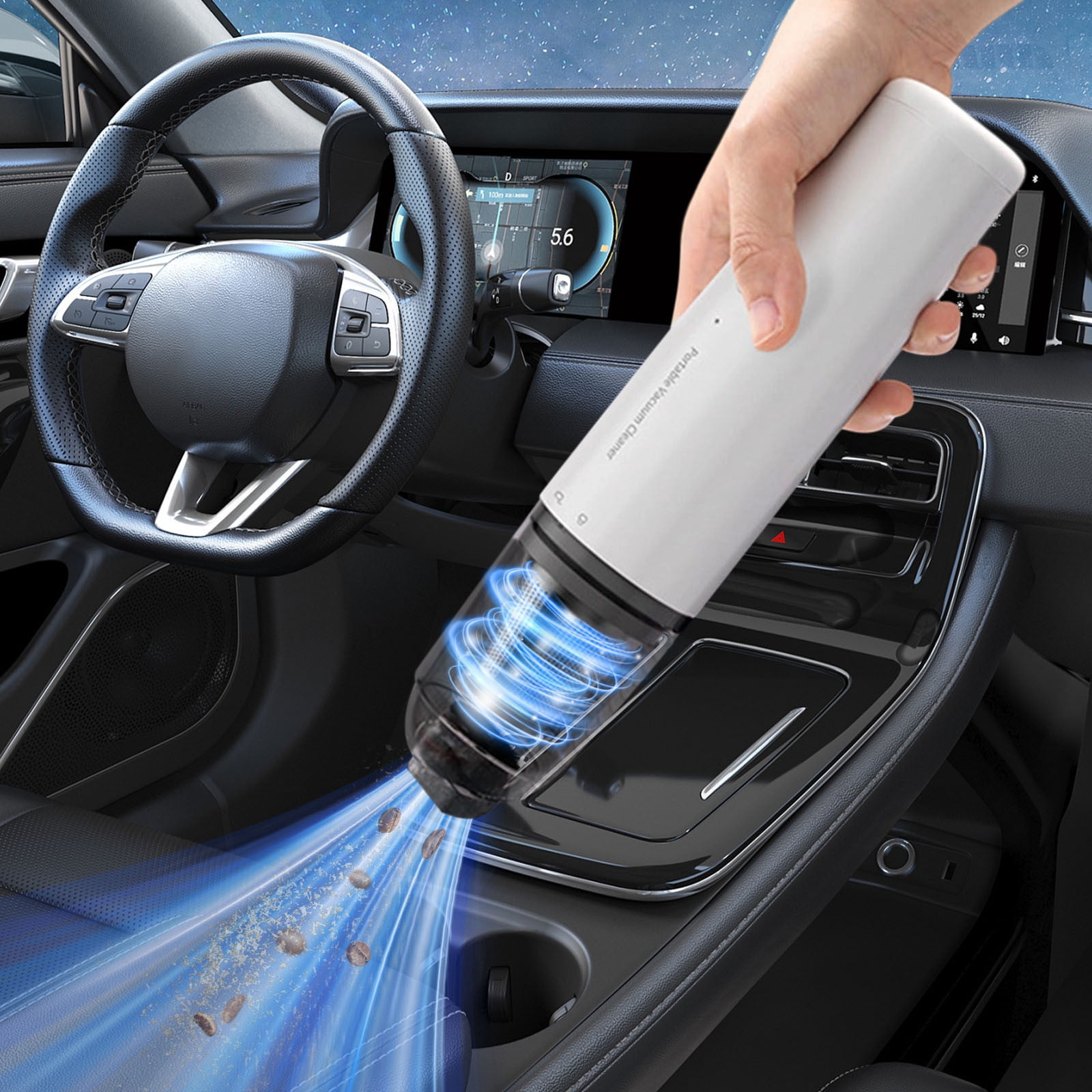 ZZkhGO Wireless Charging Car Vacuum Cleaner, High Suction Handheld Pet Hair Vacuum, High-Power Household Car Vacuum for Cars Home Use