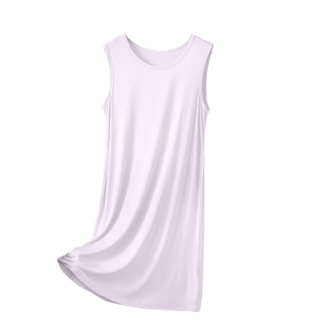 Diufon Robe de Pyjama pour Femme Été Mince Respirante Sans Manches Col Ras du Cou Chemises de Nuit Décontractées Amples Vêtements de Nuit pour la Maison