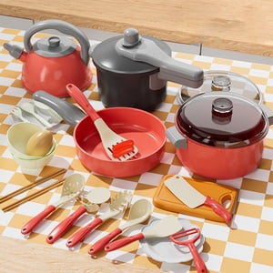 EGNMCR Jouets de piscine, Jouet bébé, Jouets pour tout-petit Jouets enfants Jouer ensemble de cuisine Jouet de coupe avec des ustensiles de vaisselle sécurisés réalistes et des articles de cuisine jouets éducatifs pour les enfants Enfants Plastiques simulation vaisselle