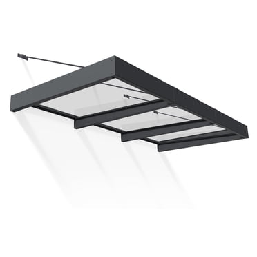 CANOPIA par PALRAM Ensemble d'auvent de porte Sophia XL de 5 pi x 10 pi - Structure grise et panneaux transparents