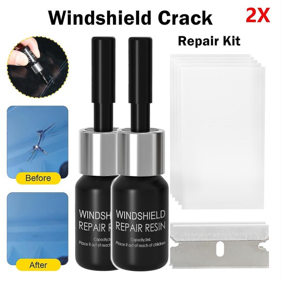 2pcs Auto Glass Nano Repair Fluid Car Windshield Resin Crack Glass Repair Tool Kit