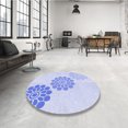 thumbnail image 4 of Ahgly Tapis Rond Lavable en Machine Intérieur Transitionnel Bleu Lavande, 5 Pieds Rond, 4 of 7