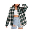 thumbnail image 2 of Women Plaid Flannel Shirt Jacket Button Down Lapel Long Sleeve Shirts Blouse Shacket Cardigan Coats Fall Spring Clothes, 2 of 7