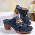 thumbnail image 4 of WRKEKC Sandals for Women One Piece Style Elevated Wedge Slides Cut Out Design Hook and Loop Strap Beach Summer Sandals, 4 of 9