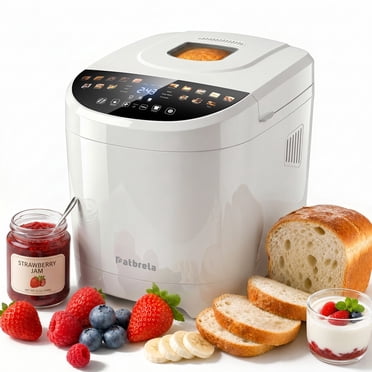 Bread Machine 2LB, 16-in-1 Automatic Bread Maker with Color Touch Screen, Sourdough & Gluten-Free, 3 Loaf Sizes, 15H Delay Timer, Dough, Jam & Yogurt Maker, White