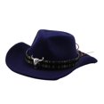 thumbnail image 1 of Chapeau de Cowboy Western pour Hommes Protection Solaire Hivernale pour Magasinage Randonnée Pêche Bleu Marine, 1 of 9