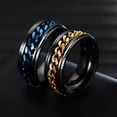 thumbnail image 1 of Trayknick Bague pour Homme Simple, Bijou de Mode Très Poli, Chaîne Rotative Incrustée, Bague de Doigt pour Fête Argent US 6, 1 of 13