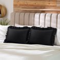 thumbnail image 2 of PiccoCasa 2 Pcs 100% Cotton Ruffled Pillowcases Soft with Envelope Black Standard, 2 of 7