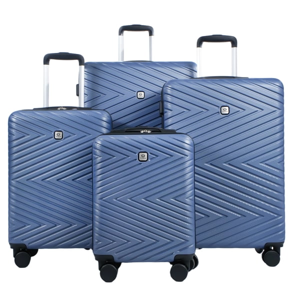 Travelhouse 4 Piece Hardshell Luggage Set Hardside Lightweight Suitcase with TSA Lock Spinner Wheels,Blue
