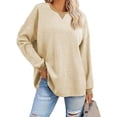 thumbnail image 1 of RXIRUCGD Chandails Molletonnés Surdimensionnés pour Femmes 2024, Col Rond Décontracté, Manches Longues, Hauts en Tricot, Chandail, Jaune, Taille : TG, 1 of 9