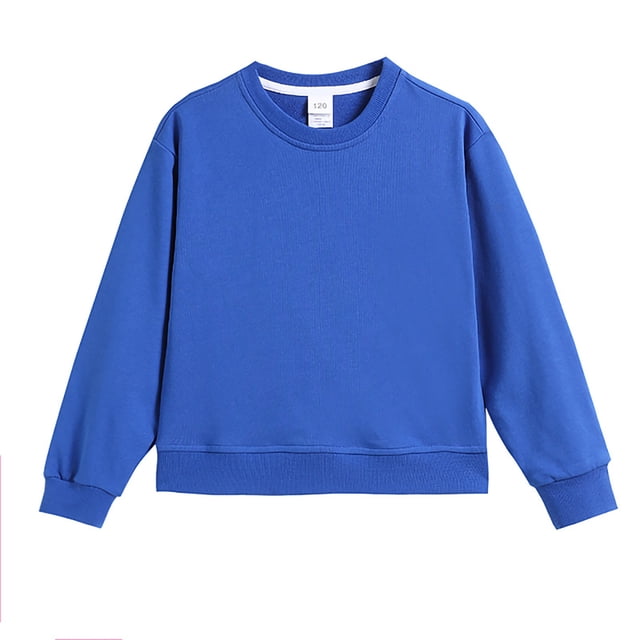 WUANDIXFA Chandails à Manches Longues pour Filles Chandail à Enfiler à Manches Longues pour Filles Confortable Doux à la Mode et Décontracté Chandail à Col Rond à Manches Longues pour Filles Bleu, 11-12 Ans
