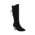 thumbnail image 2 of LSLJS Bottes Cavalières à Talon Épais Unies pour Grandes Femmes avec Laçage à l'Arrière, Bottes Hautes, Bottes Compensées Mi-Mollet pour Femmes, 2 of 7