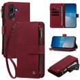 thumbnail image 3 of Samsung Galaxy M56 Wallet Cover with Zipper Pocket, Red, 3 of 6