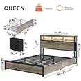 thumbnail image 2 of GUNAITO Queen Bed Frame with 2 Drawers Headboard Platform Bed Frame with LED Lights Charging Station Gray, 2 of 5