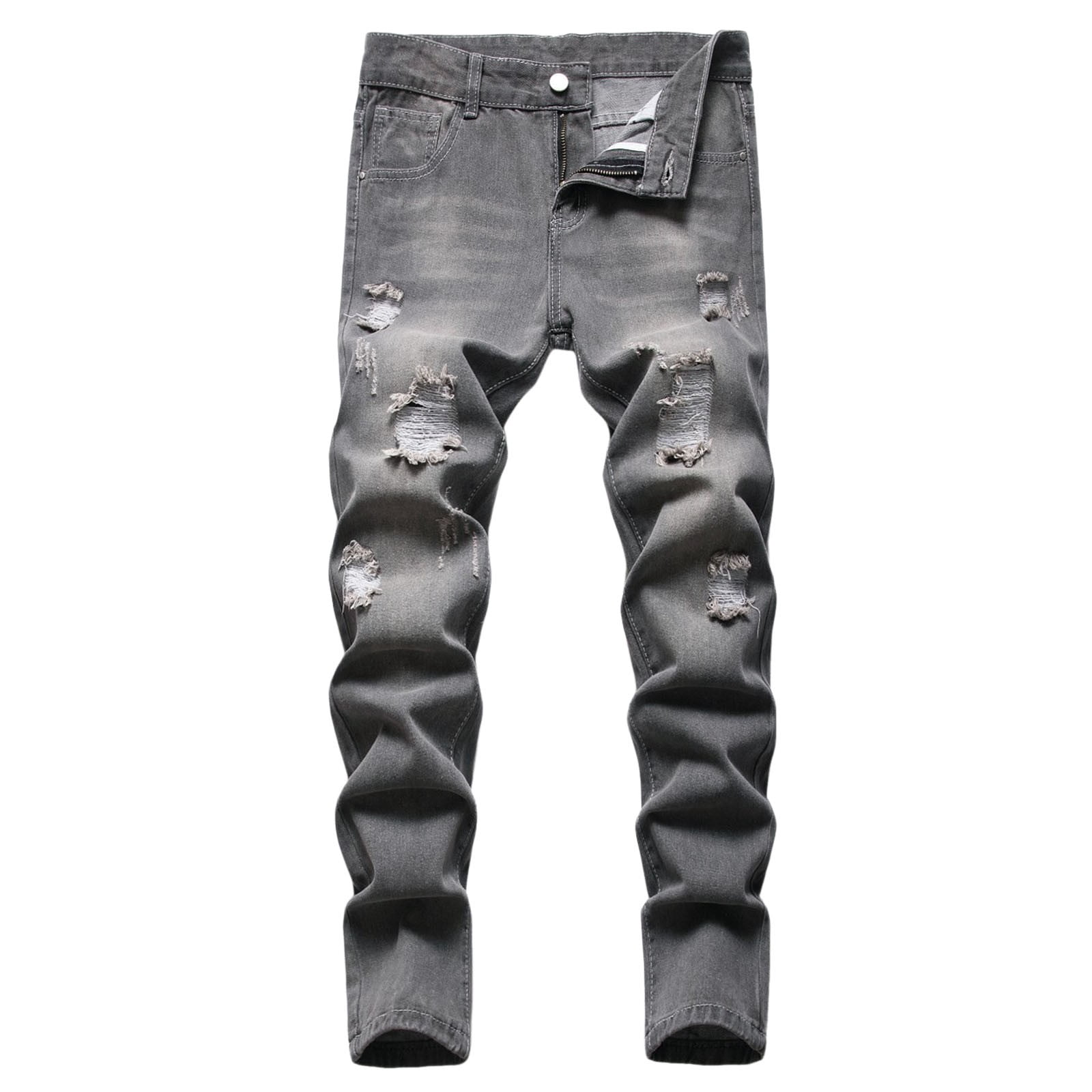 WEIYLL Boys' Pants Skinny Fit Ripped Distressed Fashion Denim Jeans Grey Going Out Fall Bottoms size 4-5 Years