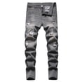 thumbnail image 1 of WEIYLL Boys Pants Skinny Fit Ripped Distressed Fashion Denim Jeans Grey Fall Clothes size 5-6 Years, 1 of 9