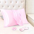 thumbnail image 1 of PiccoCasa Ensemble de 2 Taies d'Oreiller Standard en Satin Durables et Douces à Fermeture Éclair Rose, 1 of 7