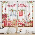 thumbnail image 1 of ORUYROP Rideaux de Cuisine Rustiques Style Ferme Petits Courts Fraise Floral Fruit Dessert Planche de Bois Rouge Aquarelle Poche pour Tringle Campagne Marguerite Chambre Salon Habillage Tissu 2 Panneaux 27.5l X 39h, 1 of 6