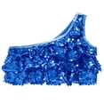thumbnail image 4 of Oyolan Big Girls Gymnastic Workout Set 2PCS Crop Tops with Shorts 4-16 Years Sequins Dance Outfit Royal Blue 10, 4 of 7