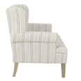 thumbnail image 4 of HomePop Emerson Wood & Fabric Stripe Pattern Wingback Accent Chair in White/Blue, 4 of 10