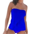 thumbnail image 1 of Penkiiy Womens Two Piece Bathing Suits Strapless Tankini Top Ruffle Design Swimsuit with Bottoms Swimwear S Blue, 1 of 9